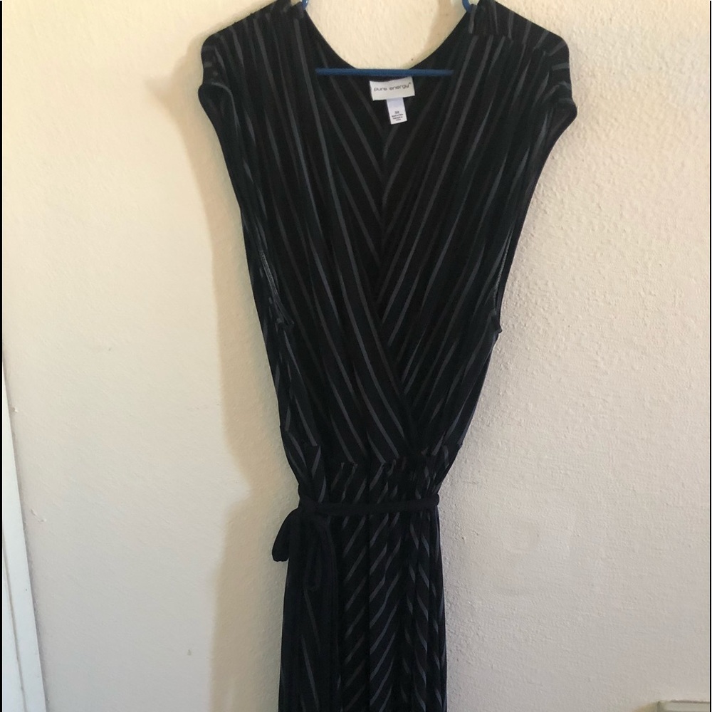 Long dress black w/grey strips